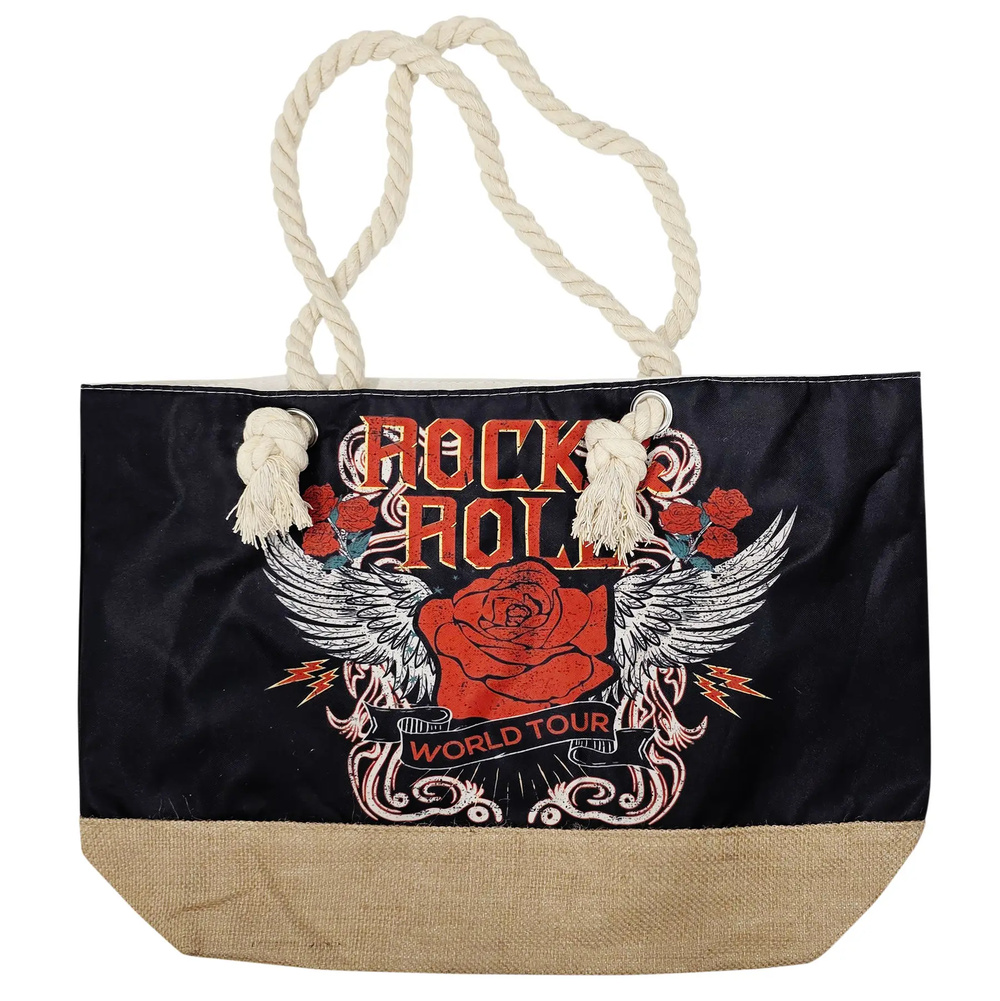 Rock & Roll Large Lightweight Zip Tote Bag By Rebel Rose
